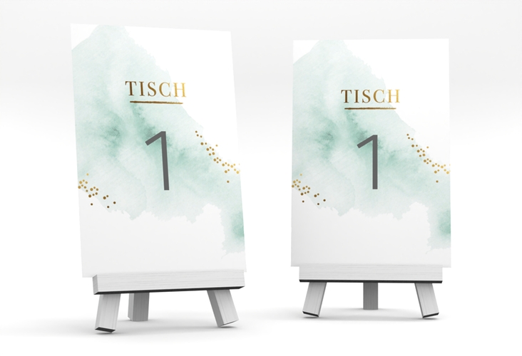 Tischnummer Hochzeit Pastell Tischaufsteller mint hochglanz
