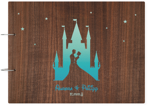 Klick: Details zu Gästebuch Holzcover Nussbaum "Castle" anzeigen Gästebuch Holzcover Nussbaum Castle Holz-Cover, bedruckt tuerkis