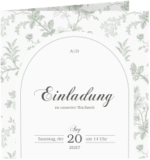 Hochzeitseinladung Très Chic quadr. Klappkarte gruen