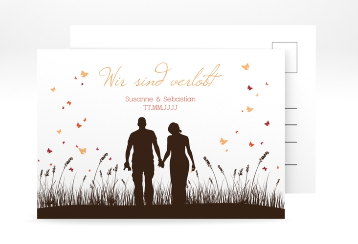 Verlobungskarte Hochzeit Rouen A6 Postkarte braun