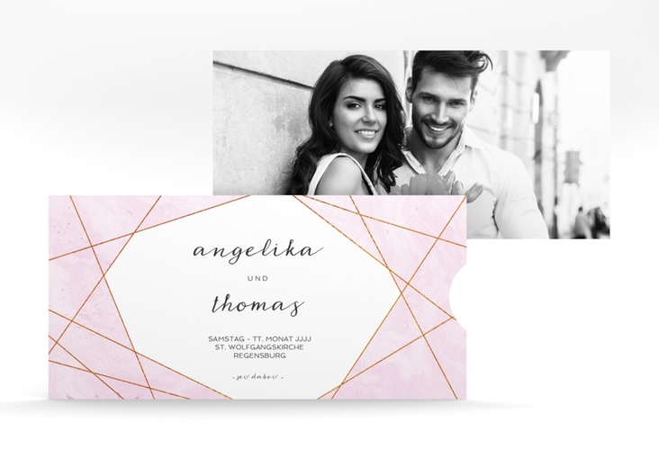 Hochzeitseinladung "Asymmetry" Einsteckkarte rosa