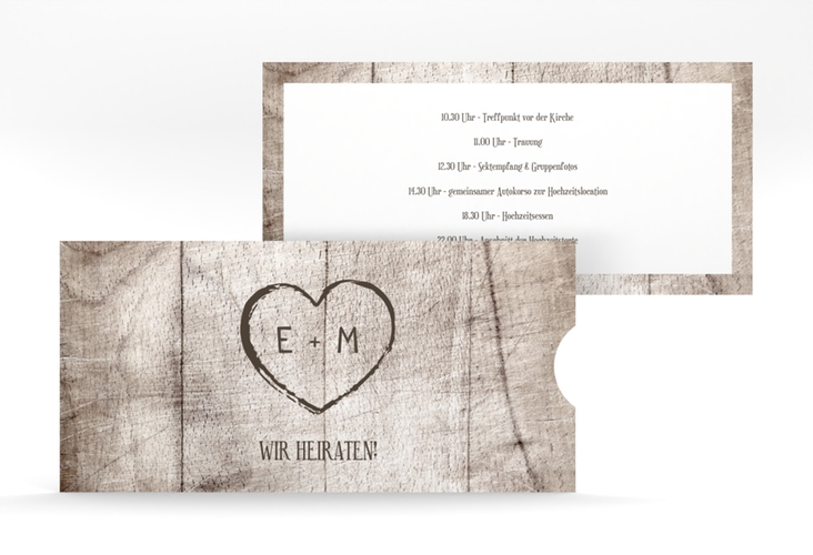 Hochzeitseinladung Wood Einsteckkarte weiss