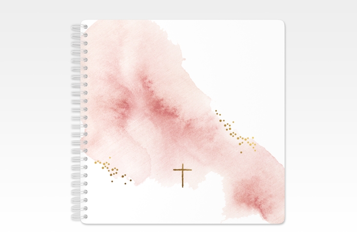Gästebuch Konfirmation Sacrament Ringbindung rosa