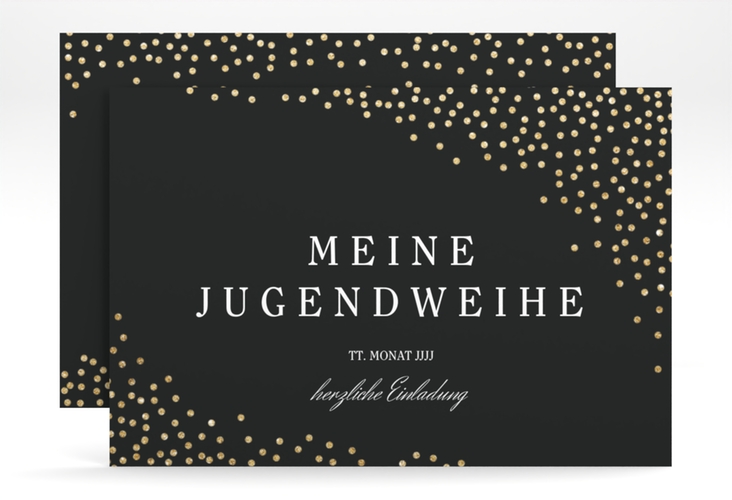 Einladung Jugendweihe Glossa A6 Karte quer schwarz hochglanz