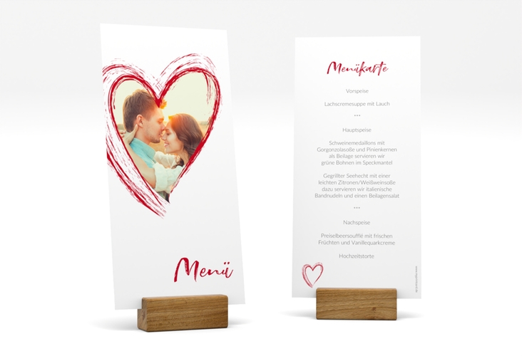 Menükarte Hochzeit "Liebe" lange Karte hoch hochglanz