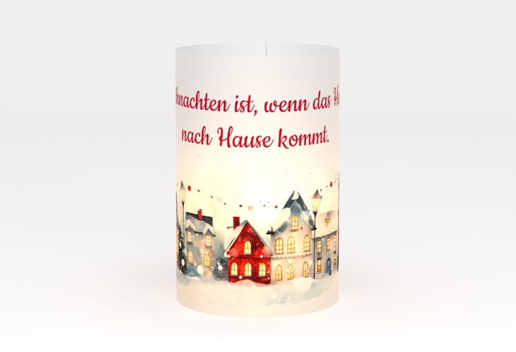 Windlicht Weihnachten Winterstadt Windlicht weiss mit Tannenbaum-Design in Grün