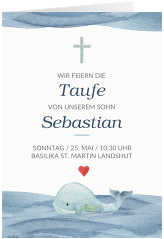 Einladungskarte Taufe "Blauwal"