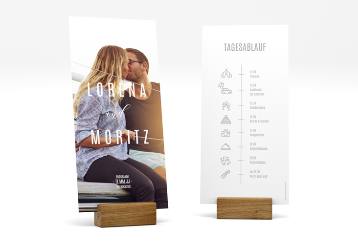 Tagesablauf Hochzeit Memory lange Karte hoch hochglanz