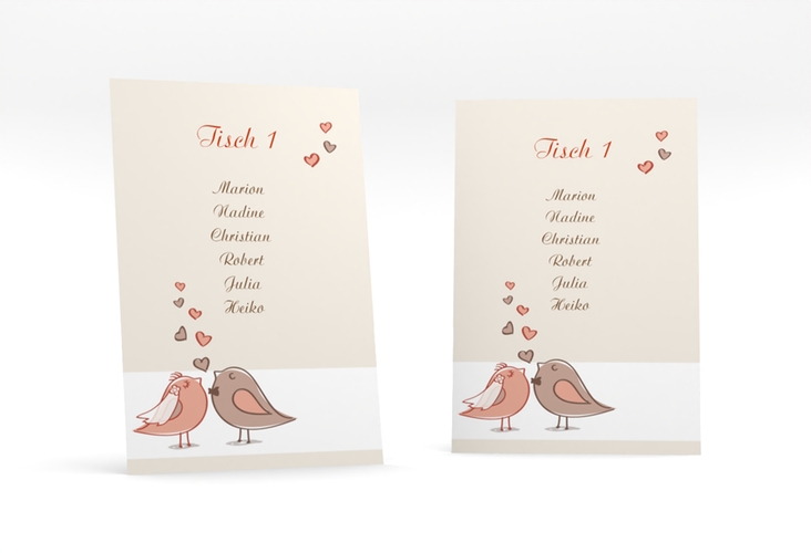 Tischaufsteller Hochzeit Venedig Tischaufsteller mit Turteltauben-Paar im Cartoon-Stil