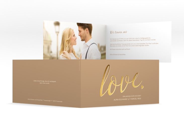 Hochzeitseinladung Glam lange Klappkarte quer