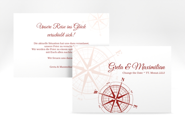 Change the Date-Karte Windrose A6 Karte quer rot