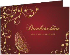 Klick: Details zu Danksagungskarte Hochzeit "Eternity" anzeigen Danksagungskarte Hochzeit "Eternity" A6 Klappkarte Quer rot
