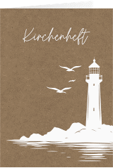 Kirchenheft Hochzeit Leuchtturm A5 Klappkarte hoch Kraftpapier