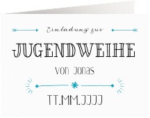 Einladung Jugendweihe Typeface A6 Klappkarte quer tuerkis