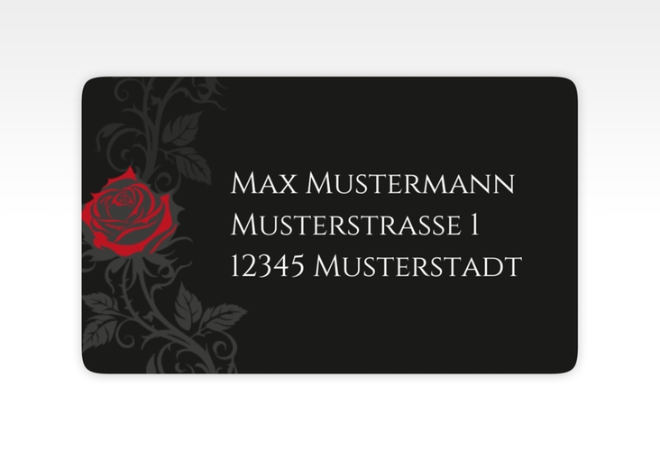 Empfängeretikett Hochzeit Red Rose 63,5 x 38,1 mm schwarz