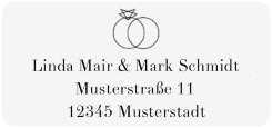 Klick: Details zu Absenderetikett Hochzeit "Rings" anzeigen Absenderetikett Hochzeit "Rings" 45,7 x 21,2 mm weiss