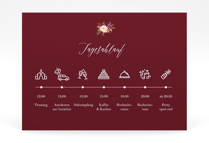 Tagesablauf Poster Hochzeit Prachtvoll 70 x 50 cm Poster rot