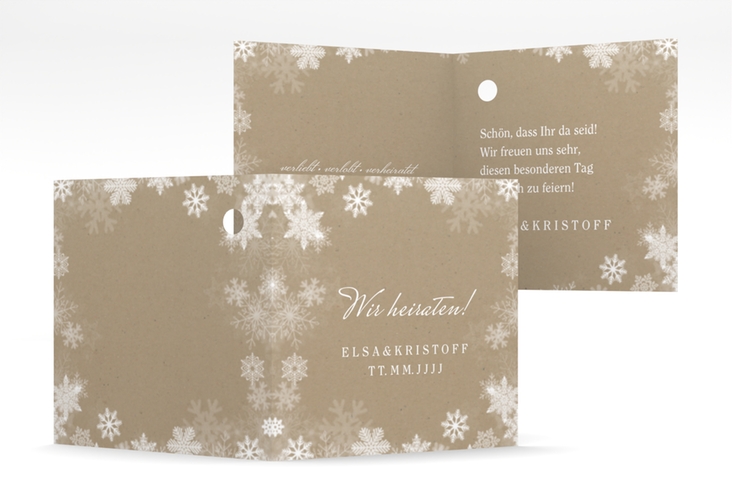 Geschenkanhänger Hochzeit Snowfall Geschenkanhänger 10er Set Kraftpapier mit Schneeflocken für Winterhochzeit