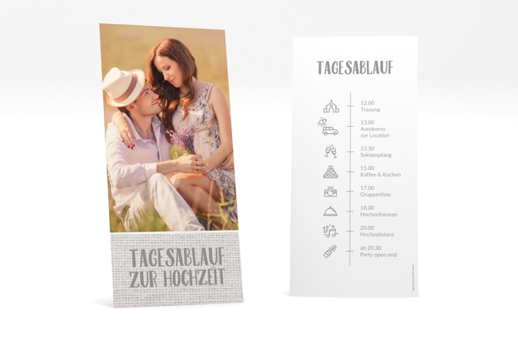 Tagesablauf Hochzeit Landliebe lange Karte hoch weiss
