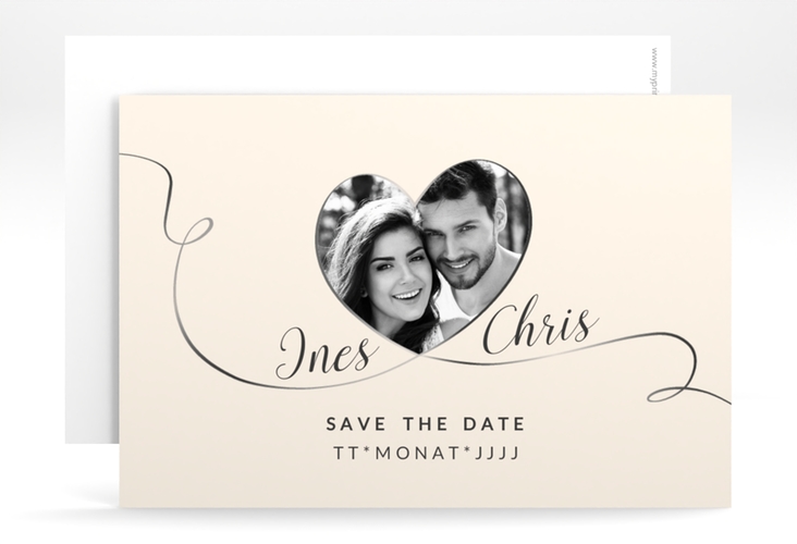 Save the Date-Karte Hochzeit Dolce A6 Karte quer beige hochglanz