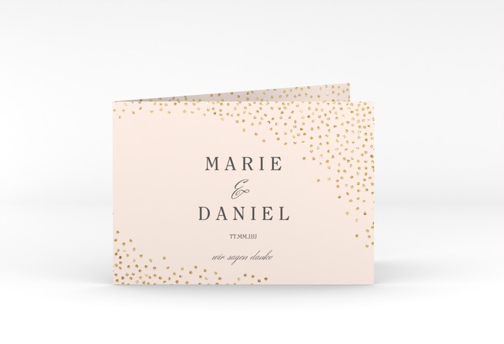 Danksagungskarte Hochzeit Glitter A6 Klappkarte quer rosa hochglanz