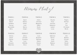 Klick: Details zu Sitzplan Leinwand Hochzeit "Sparkly" anzeigen Sitzplan Leinwand Hochzeit Sparkly 70 x 50 cm Leinwand grau