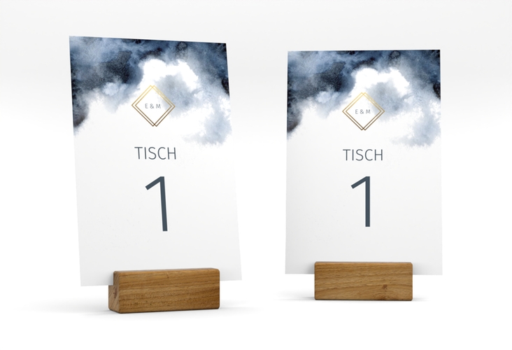 Tischnummer Hochzeit Aquarellic Tischaufsteller weiss