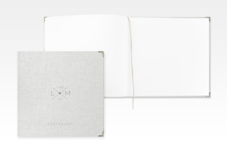 Gästebuch Selection Hochzeit Initials Leinen-Hardcover grau mit Initialen im minimalistischen Design