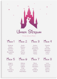 Klick: Details zu Sitzplan Leinwand Hochzeit "Castle" anzeigen Sitzplan Leinwand Hochzeit Castle 50 x 70 cm Leinwand pink
