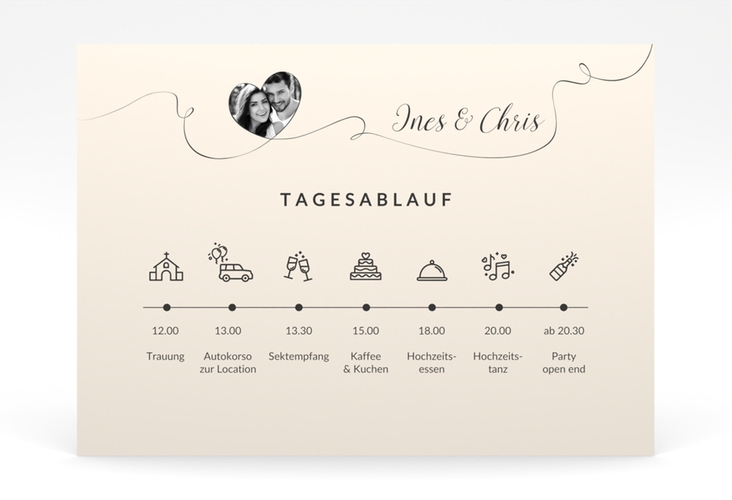 Tagesablauf Poster Hochzeit Dolce 70 x 50 cm Poster beige