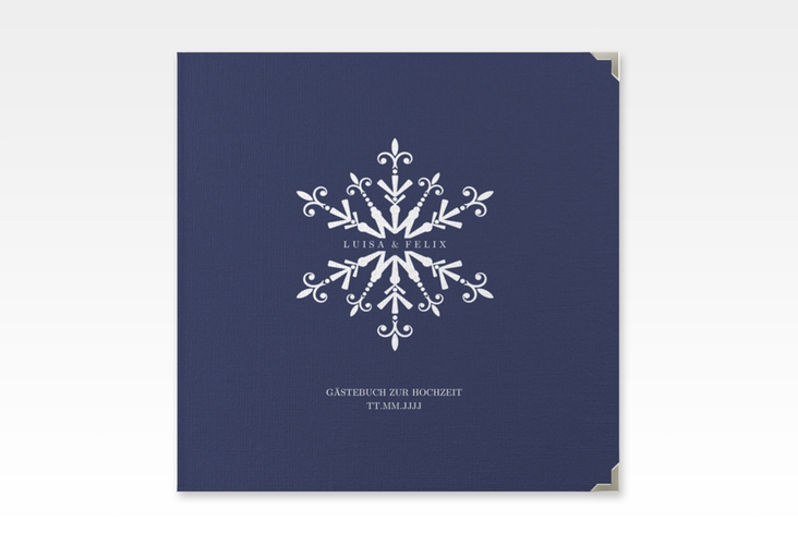 Gästebuch Selection Hochzeit Crystal Leinen-Hardcover blau mit Eiskristall