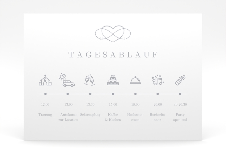 Tagesablauf Poster Hochzeit Infinity 70 x 50 cm Poster grau