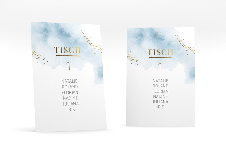 Tischaufsteller Hochzeit Pastell Tischaufsteller blau hochglanz