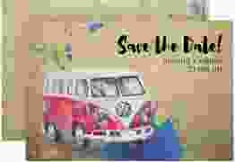 Save the Date-Karte Bulli A6 Karte quer beige