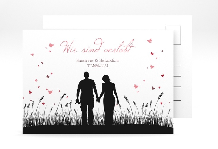 Verlobungskarte Hochzeit Rouen A6 Postkarte schwarz