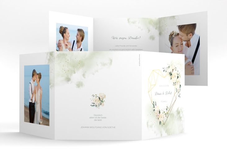 Dankeskarte Hochzeit Adore quadr. Doppel-Klappkarte gruen