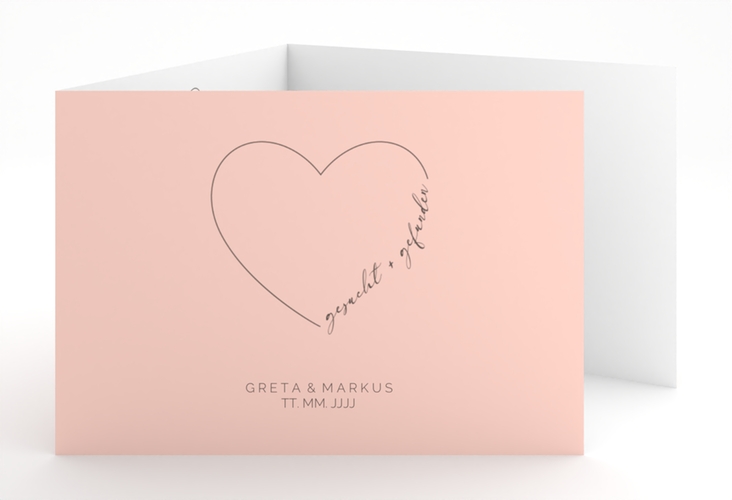 Hochzeitseinladung Lebenstraum A6 Doppel-Klappkarte rosa hochglanz