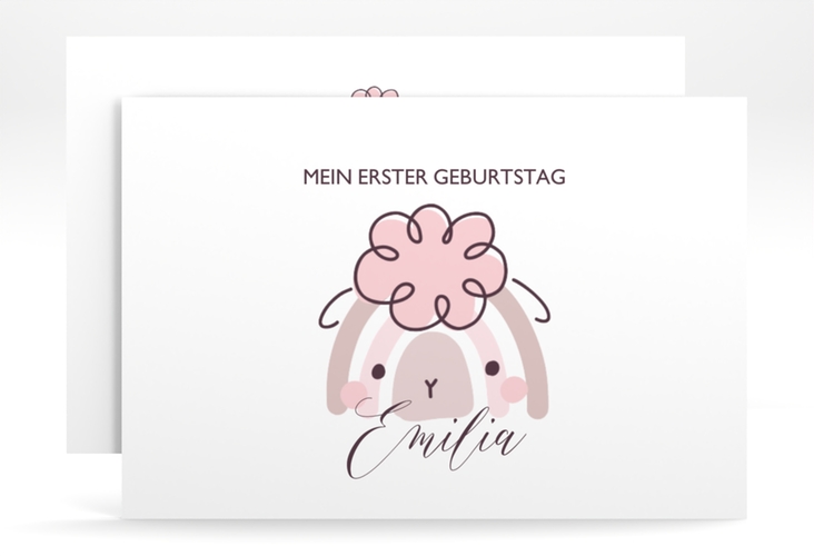 Einladungskarte Kindergeburtstag Minimalistic A6 Karte quer rosa hochglanz