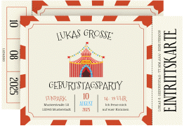 Klick: Details zu Einladungskarte Kindergeburtstag "Zirkus" anzeigen Einladungskarte Kindergeburtstag Zirkus