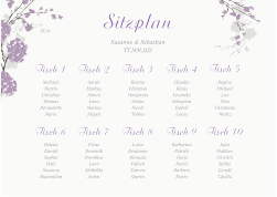 Klick: Details zu Sitzplan Poster Hochzeit "Salerno" anzeigen Sitzplan Poster Hochzeit Salerno 70 x 50 cm Poster flieder