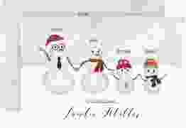 Weihnachtskarte Schneemann Familie A6 Karte quer bunt für Weihnachtsgrüße mit Familienfoto