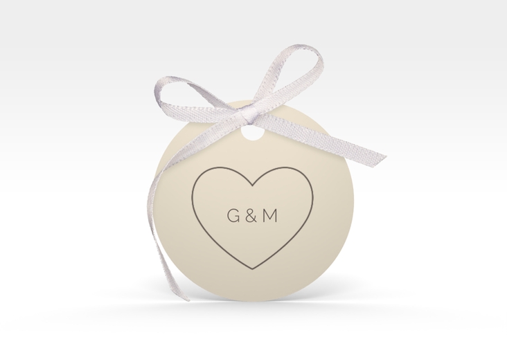 Geschenkanhänger Hochzeit Lebenstraum Geschenkanhänger, rund beige hochglanz