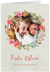 Osterkarte Zartblumig A6 Klappkarte hoch apricot