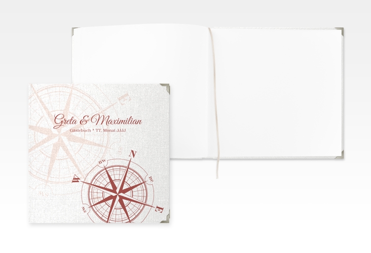 Gästebuch Selection Hochzeit Windrose Leinen-Hardcover rot