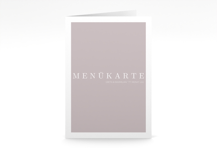 Menükarte Hochzeit Simply A5 Klappkarte hoch grau hochglanz