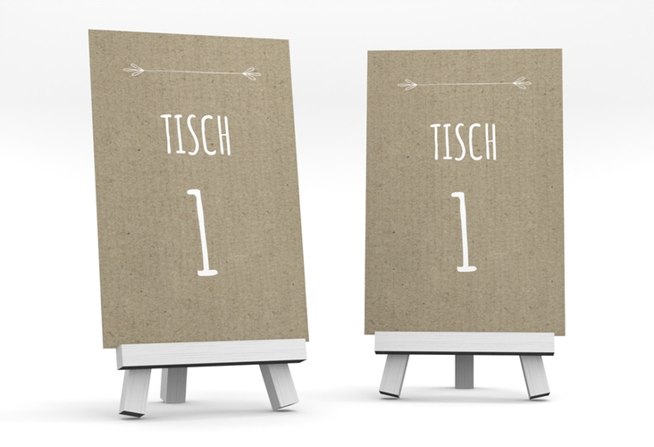 Tischaufsteller Hochzeit Shabby Tischaufsteller Kraftpapier