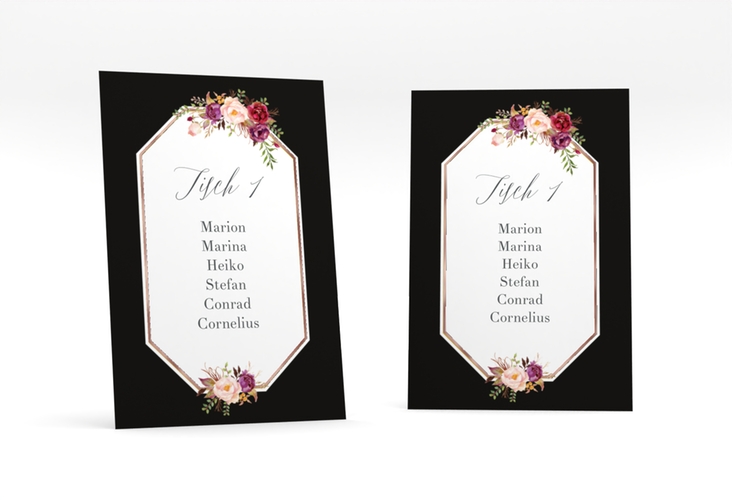Tischaufsteller Hochzeit Prachtvoll Tischaufsteller schwarz rosegold