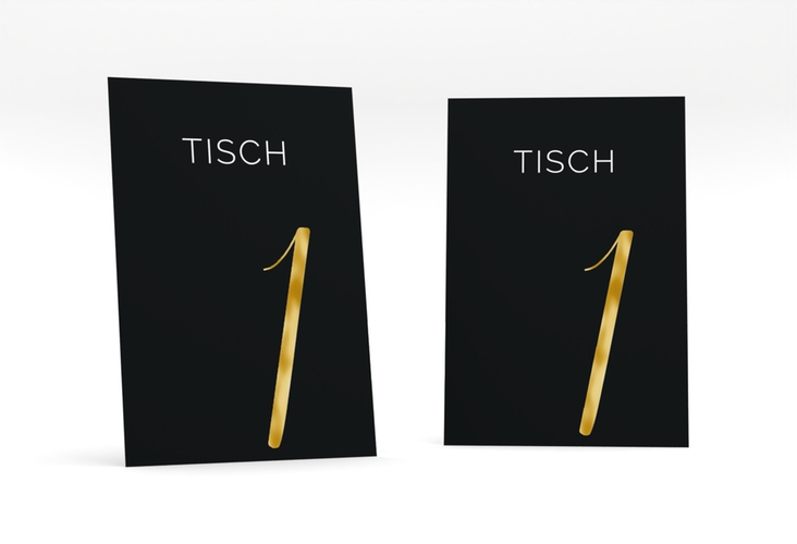 Tischnummer Hochzeit Eheschließung Tischaufsteller schwarz gold