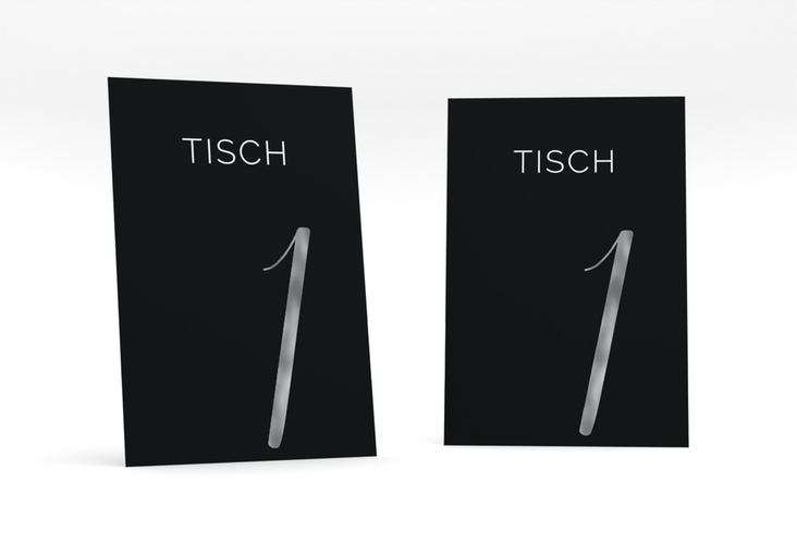 Tischnummer Hochzeit Eheschließung Tischaufsteller schwarz silber