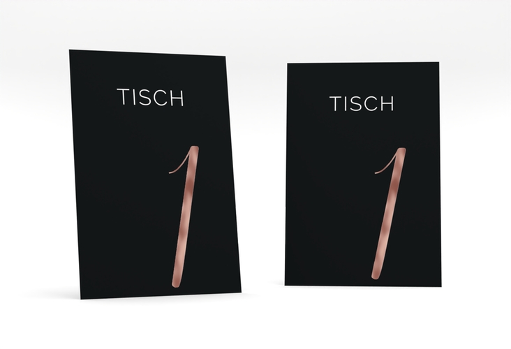 Tischnummer Hochzeit Eheschließung Tischaufsteller schwarz rosegold